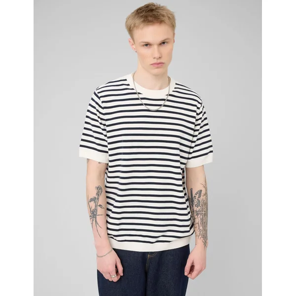 T-shirt en maille marinière Bleu foncé