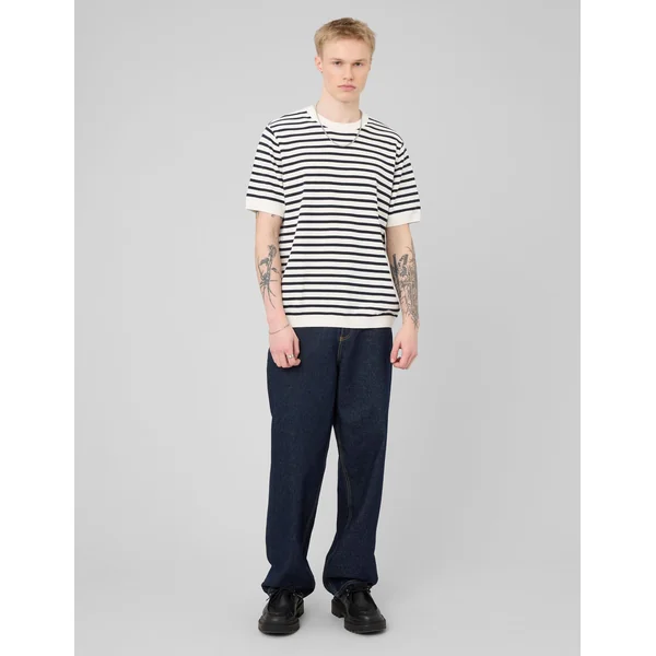T-shirt en maille marinière Bleu foncé