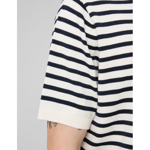 T-shirt en maille marinière Bleu foncé