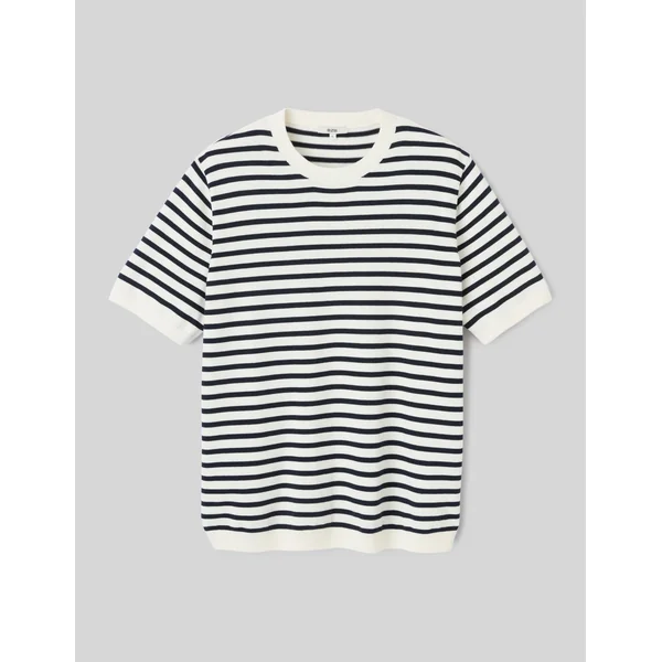T-shirt en maille marinière Bleu foncé