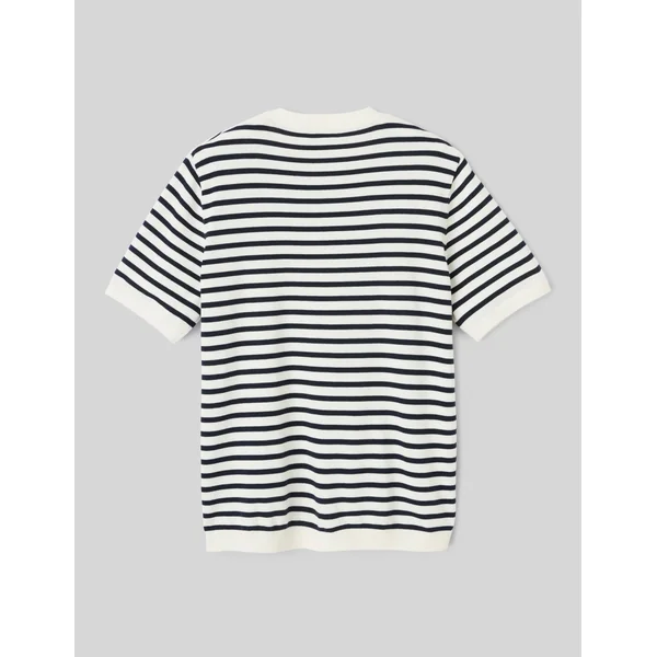 T-shirt en maille marinière Bleu foncé