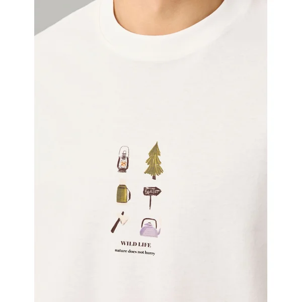 T-shirt imprimé Blanc écru