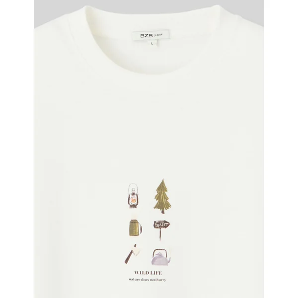 T-shirt imprimé Blanc écru