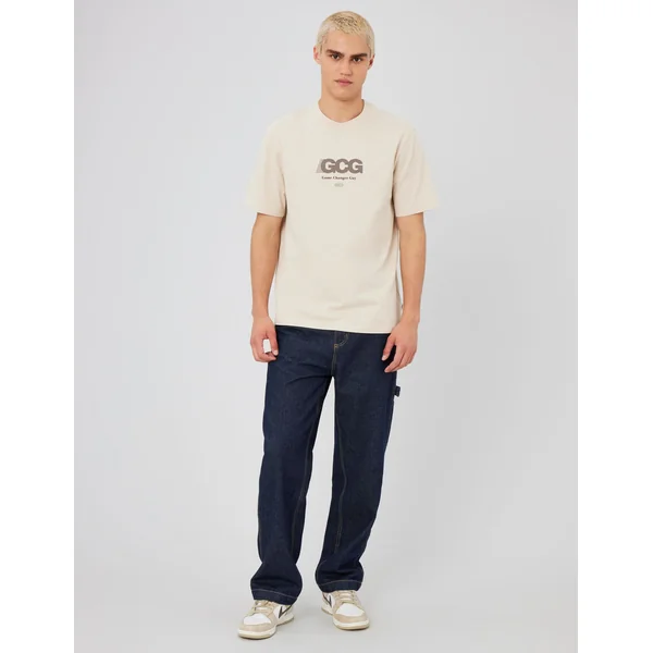 T-shirt imprimé devant Blanc cassé