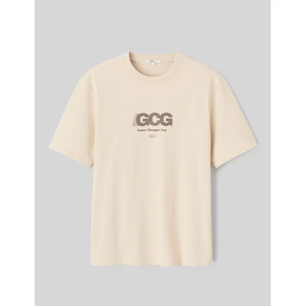 T-shirt imprimé devant Blanc cassé