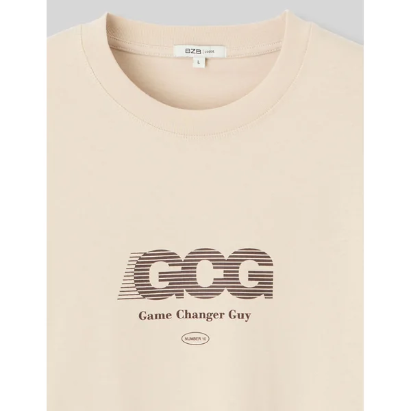T-shirt imprimé devant Blanc cassé