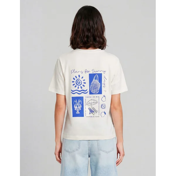 T-shirt imprimé devant/ dos Blanc écru