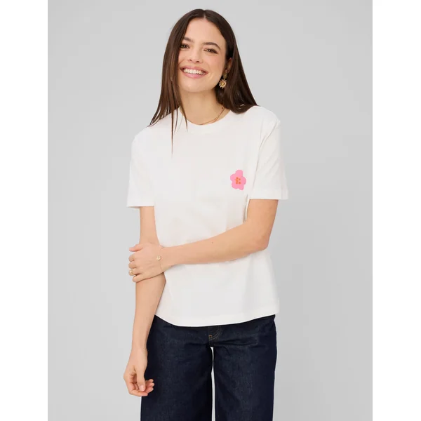 T-shirt imprimé devant/ dos Blanc écru