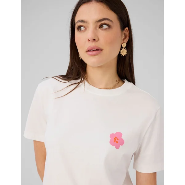 T-shirt imprimé devant/ dos Blanc écru