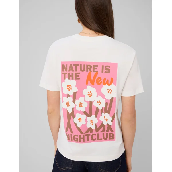 T-shirt imprimé devant/ dos Blanc écru