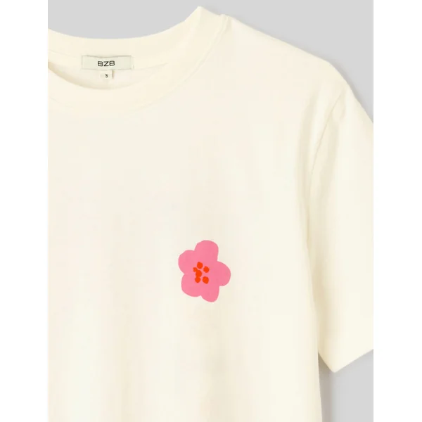 T-shirt imprimé devant/ dos Blanc écru