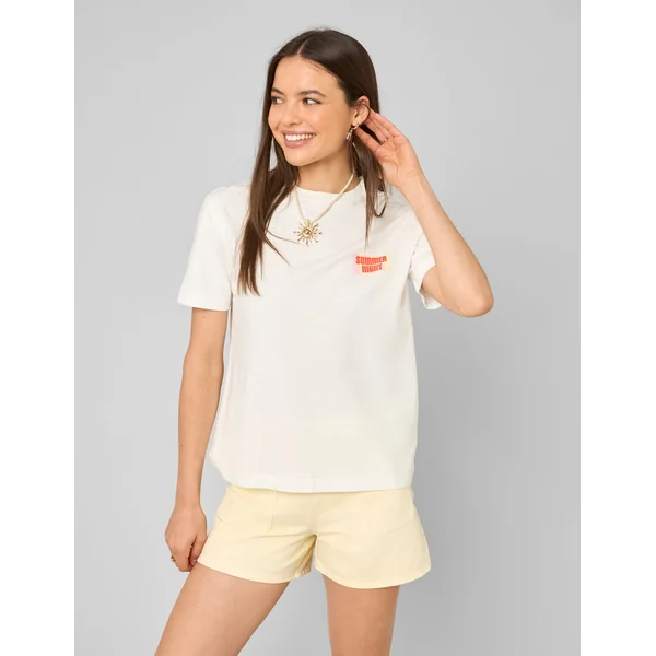 T-shirt imprimé devant/ dos Blanc écru