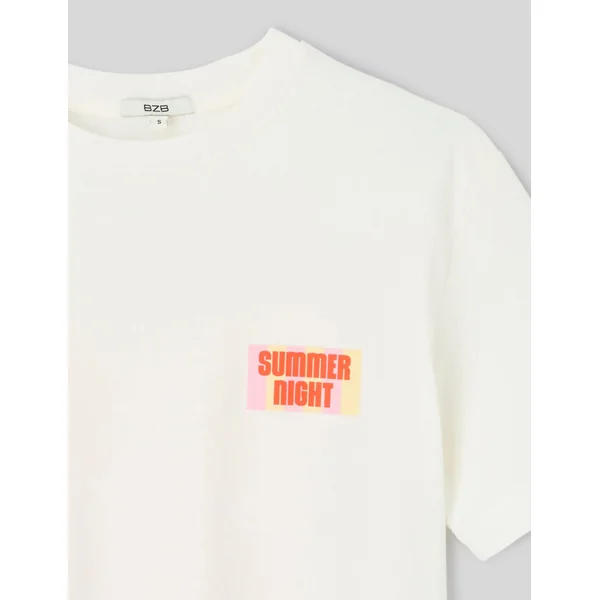 T-shirt imprimé devant/ dos Blanc écru