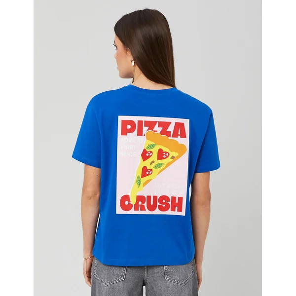 T-shirt imprimé devant/ dos Bleu foncé