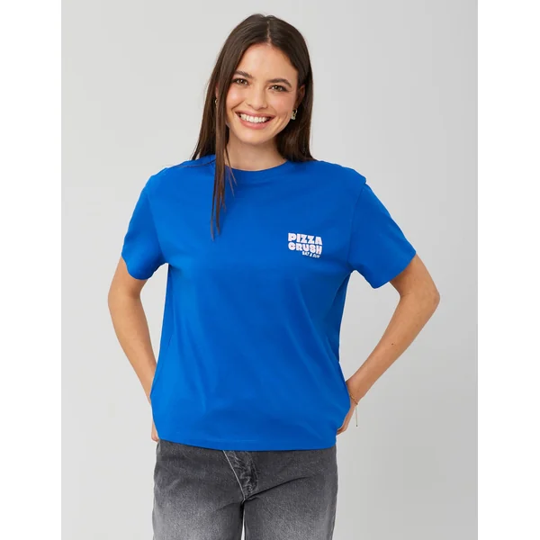 T-shirt imprimé devant/ dos Bleu foncé
