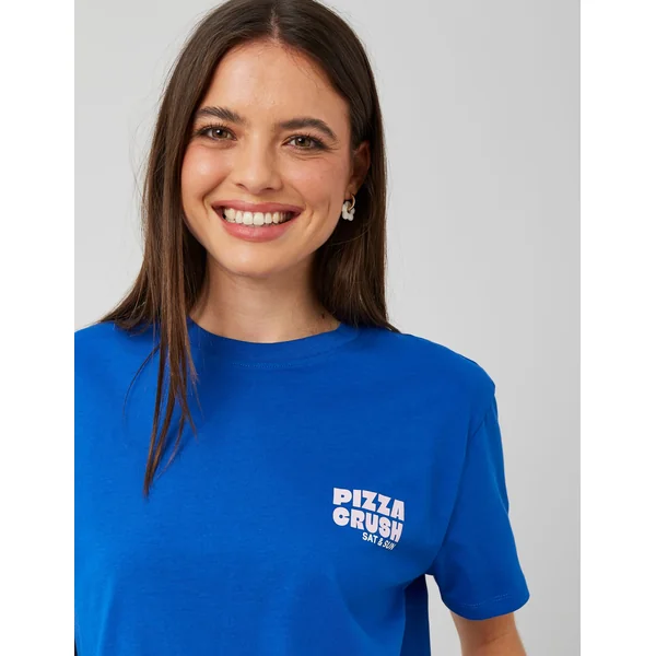 T-shirt imprimé devant/ dos Bleu foncé