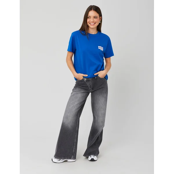 T-shirt imprimé devant/ dos Bleu foncé