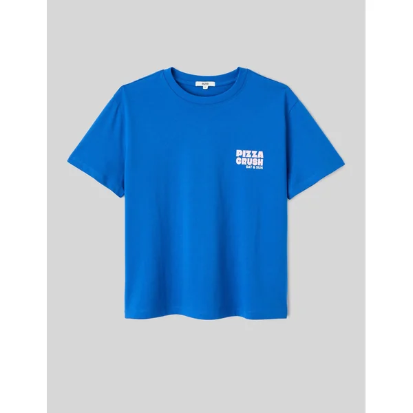 T-shirt imprimé devant/ dos Bleu foncé