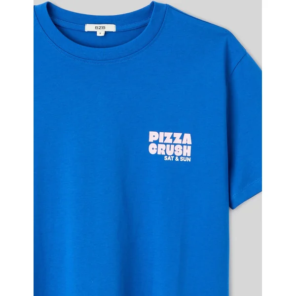 T-shirt imprimé devant/ dos Bleu foncé