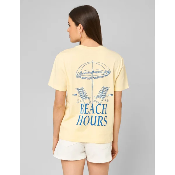 T-shirt imprimé devant/ dos JAUNE PASTEL