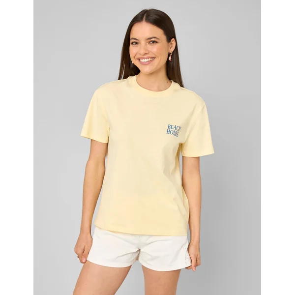 T-shirt imprimé devant/ dos JAUNE PASTEL