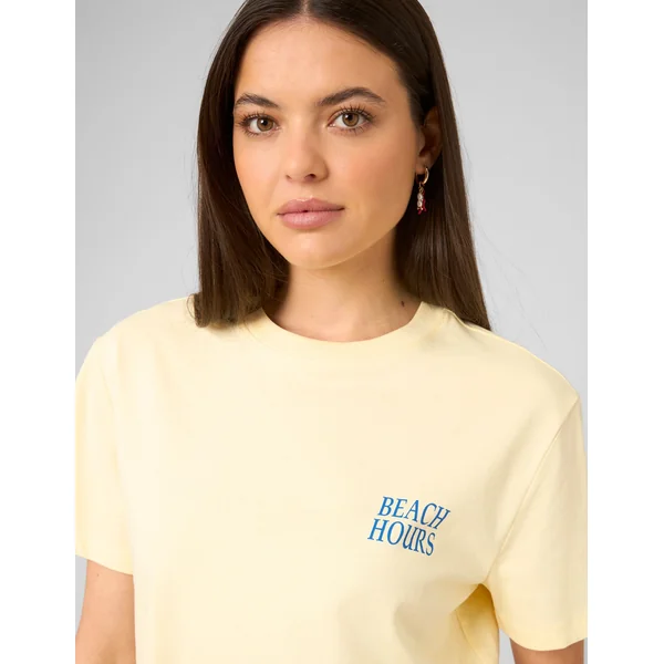 T-shirt imprimé devant/ dos JAUNE PASTEL