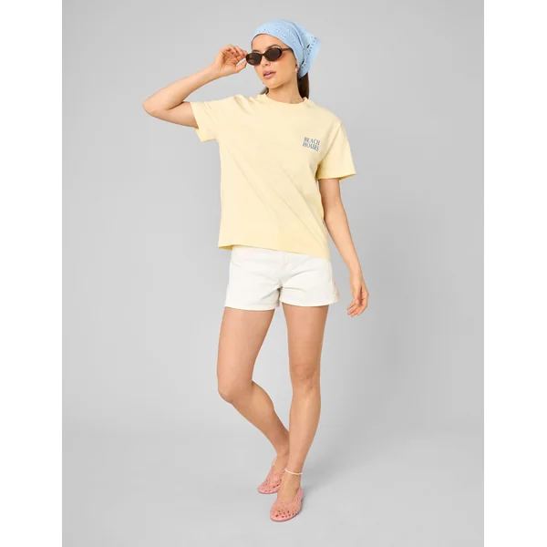 T-shirt imprimé devant/ dos JAUNE PASTEL