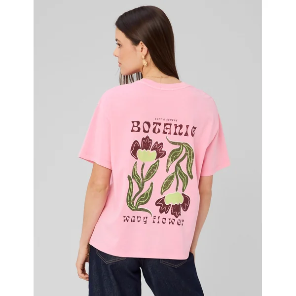 T-shirt imprimé devant/ dos Rose