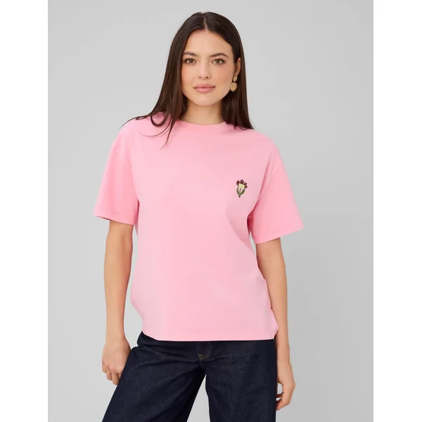 T-shirt imprimé devant/ dos Rose