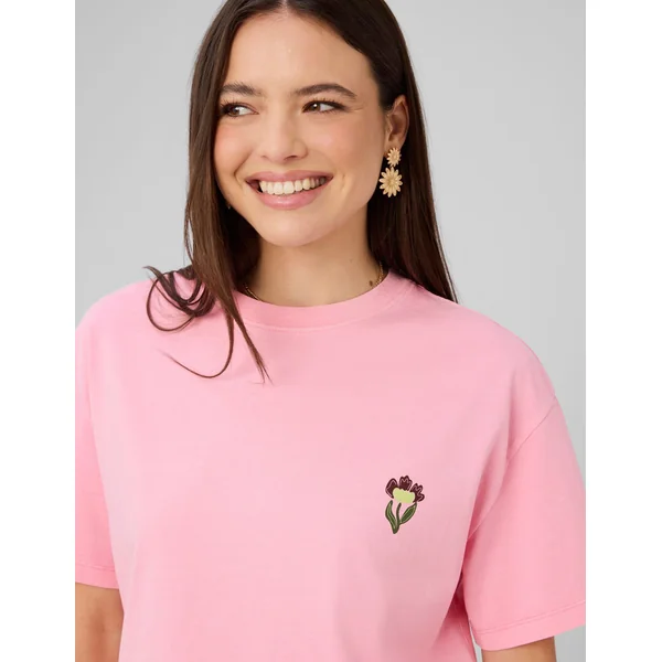 T-shirt imprimé devant/ dos Rose