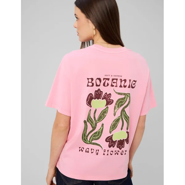 T-shirt imprimé devant/ dos Rose