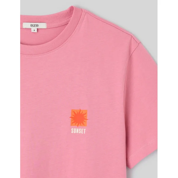 T-shirt imprimé devant/ dos Rose