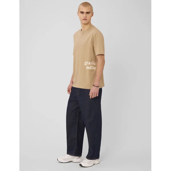 T-shirt imprimé devant Marron