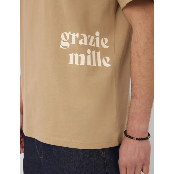 T-shirt imprimé devant Marron