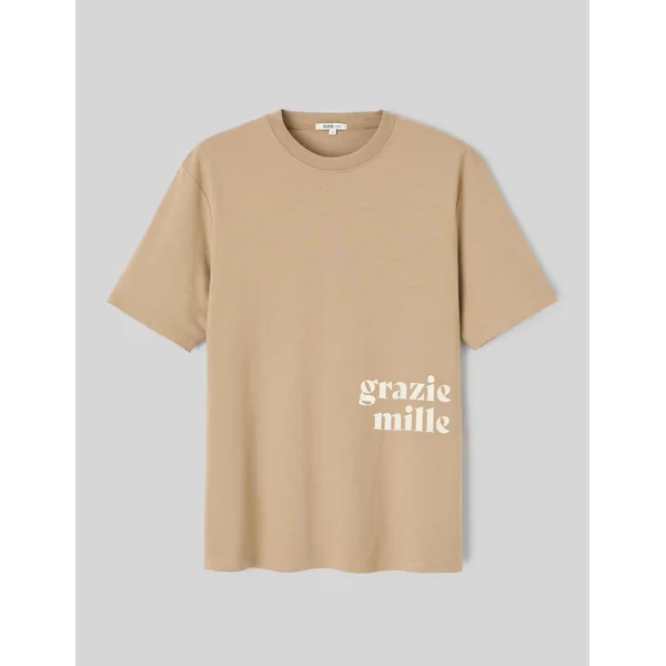 T-shirt imprimé devant Marron