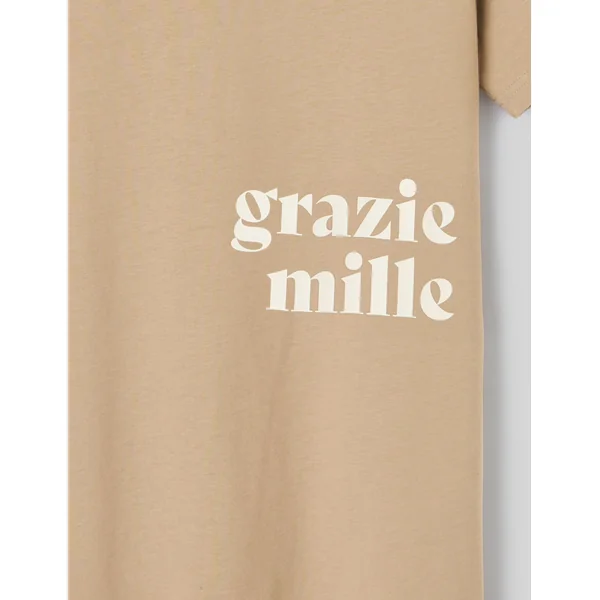 T-shirt imprimé devant Marron