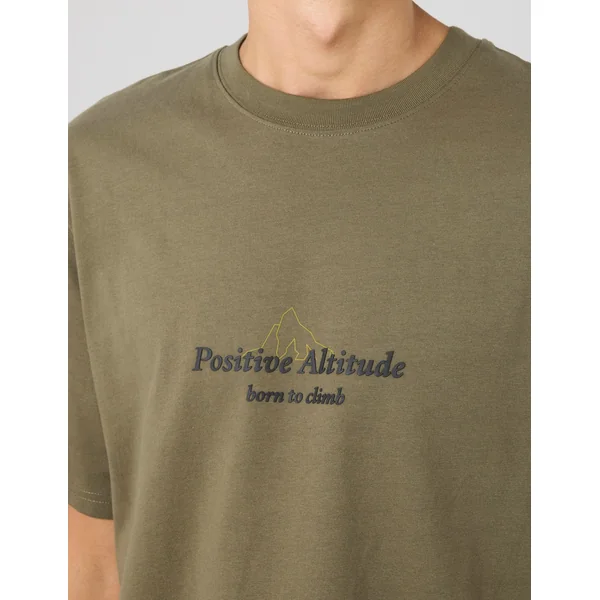 T-shirt imprimé devant Vert Kaki