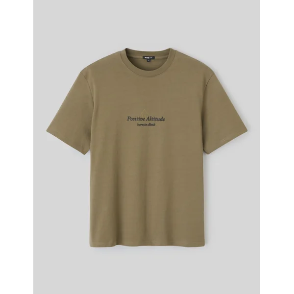 T-shirt imprimé devant Vert Kaki