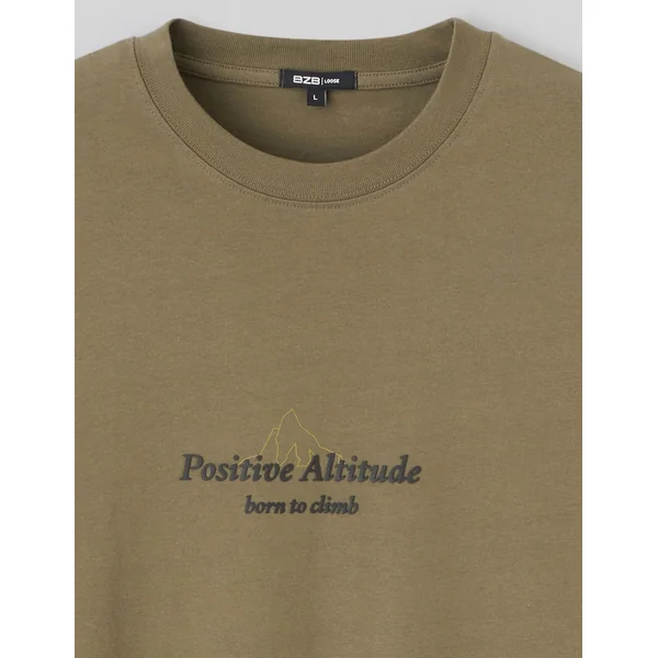 T-shirt imprimé devant Vert Kaki