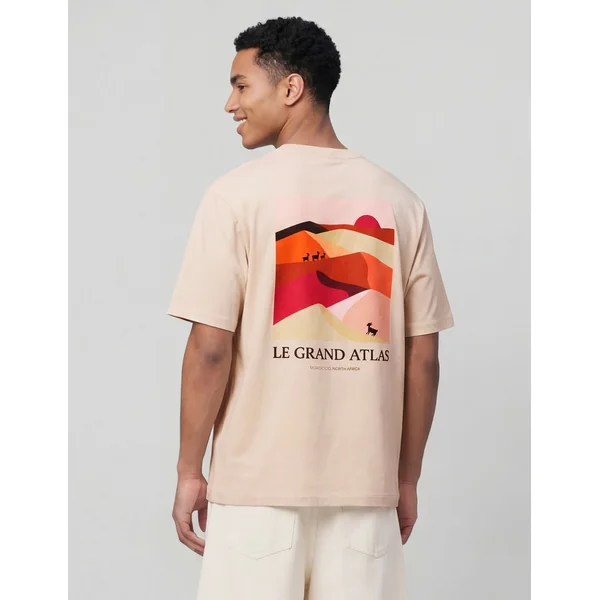 T-shirt imprimé devant/dos Blanc cassé