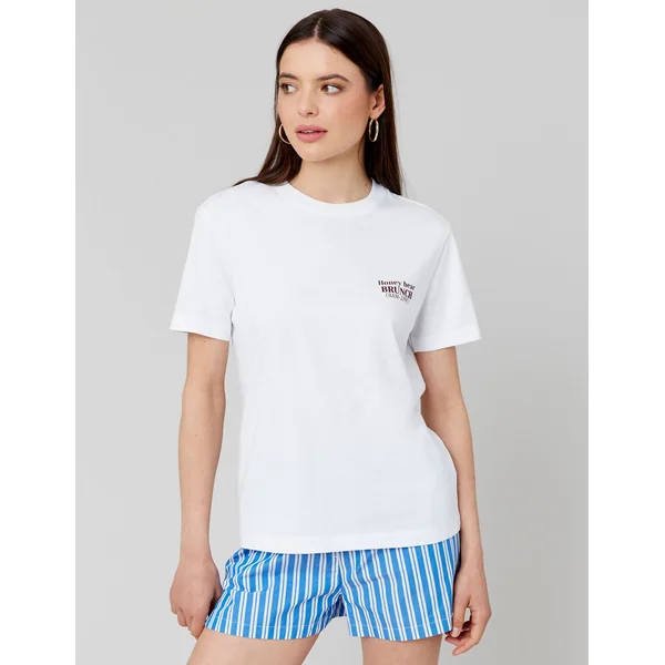 T-shirt imprimé devant/dos Blanc