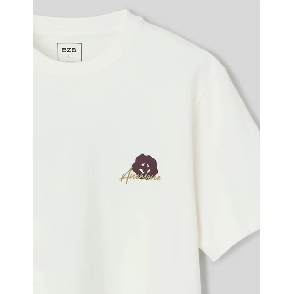 T-shirt imprimé devant/dos Blanc écru