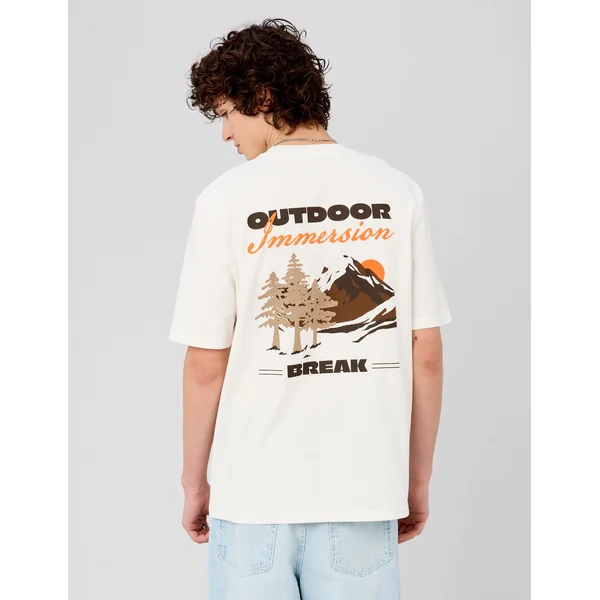 T-shirt imprimé devant/dos Blanc écru