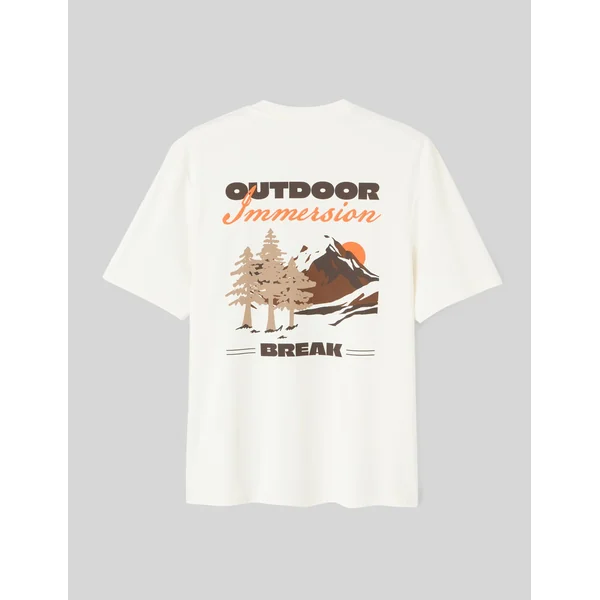 T-shirt imprimé devant/dos Blanc écru