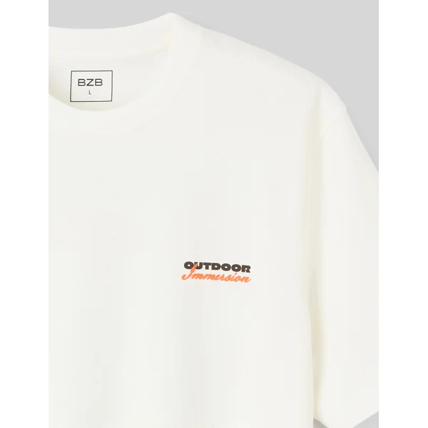 T-shirt imprimé devant/dos Blanc écru