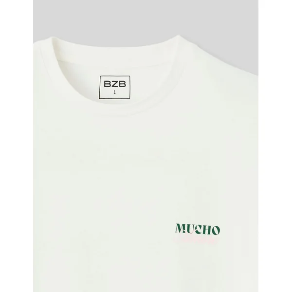T-shirt imprimé devant/dos Blanc écru