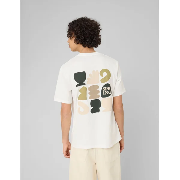 T-shirt imprimé devant/dos Blanc écru