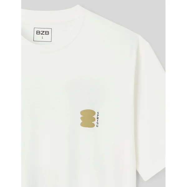 T-shirt imprimé devant/dos Blanc écru