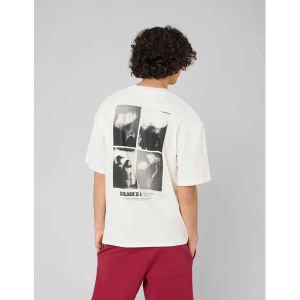 T-shirt imprimé devant/dos Blanc écru