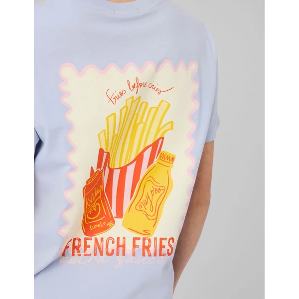 T-shirt imprimé devant/dos Bleu clair